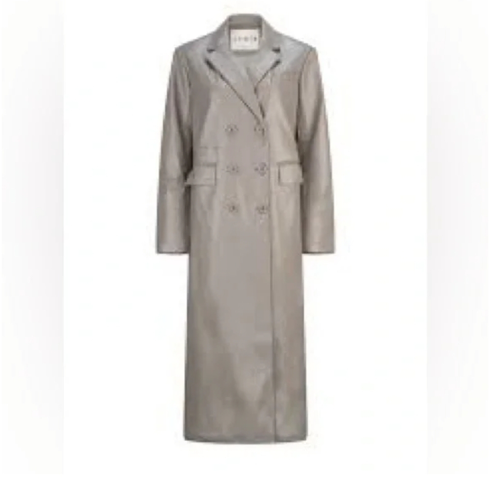 Atoir Astrid The Seventy Nine Long Line Coat Vegan Faux Leather Gray Sz6